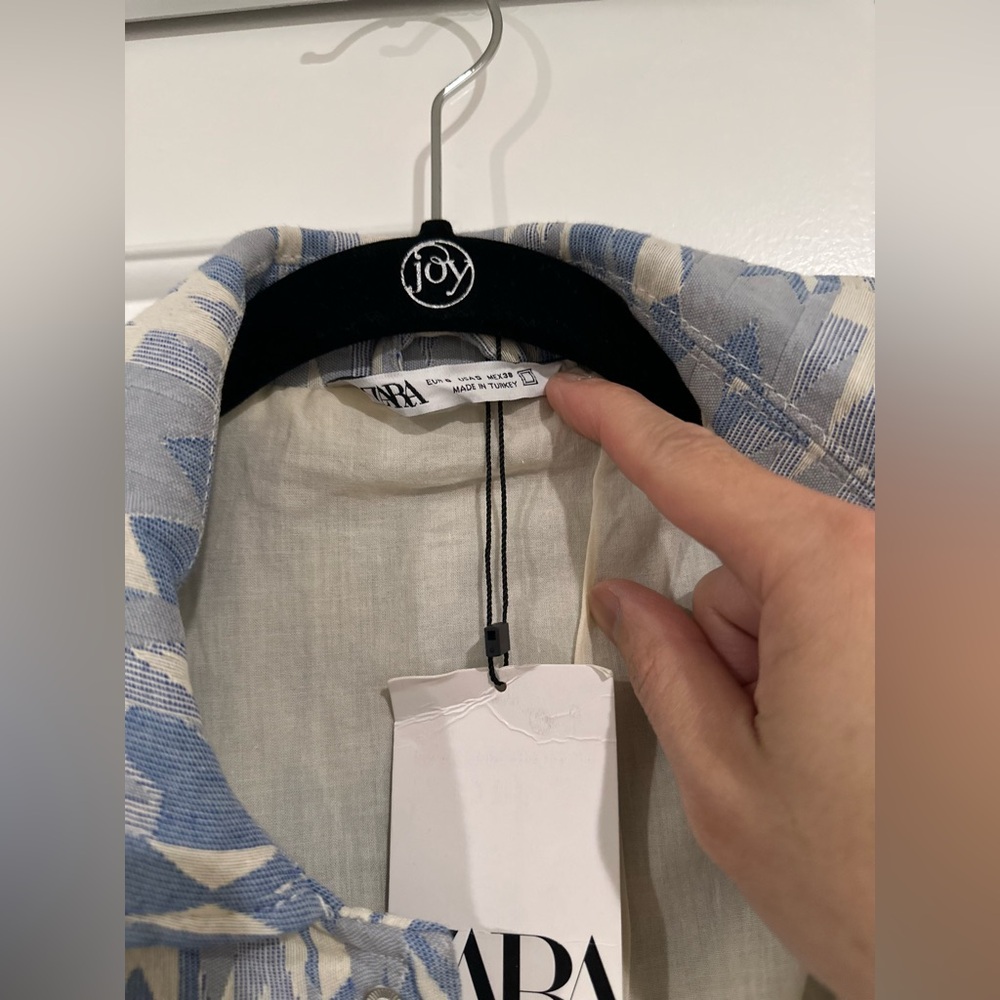ZARA Men's Blue Patterned Jacket - Picture 13 of 16